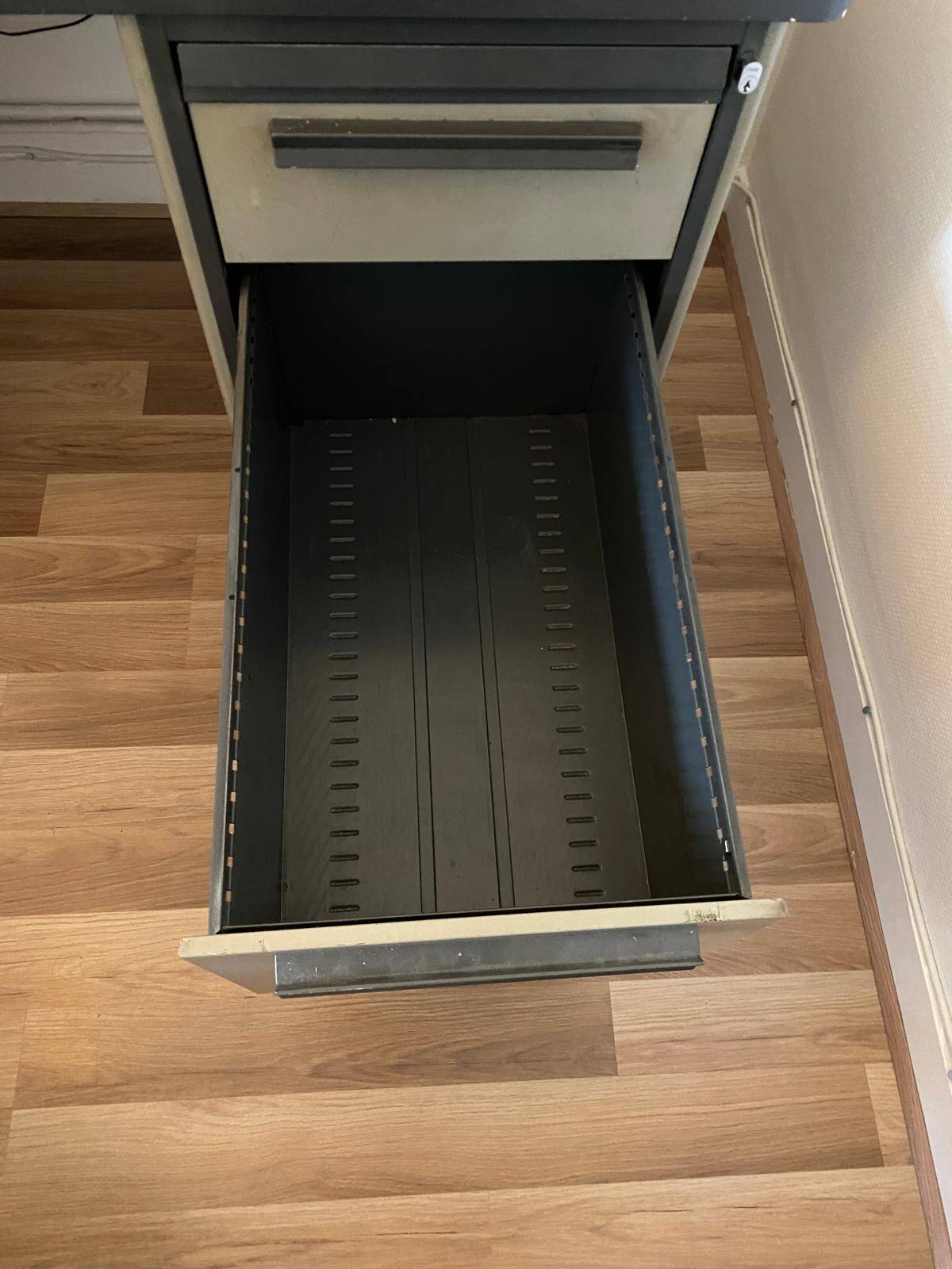 Blue and grey Strafor desk