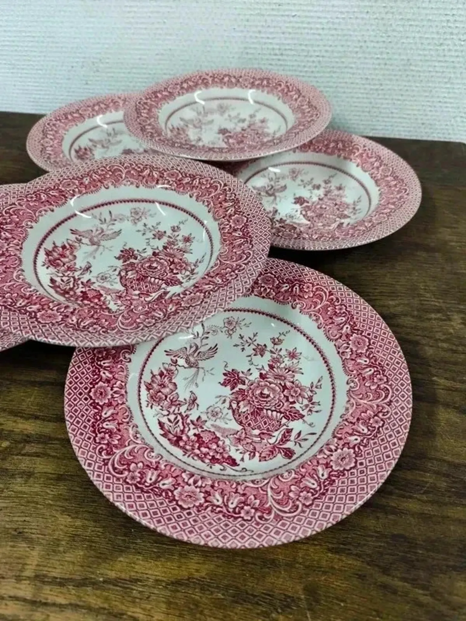 Set of 6 vintage English deep plates – Jardinière model