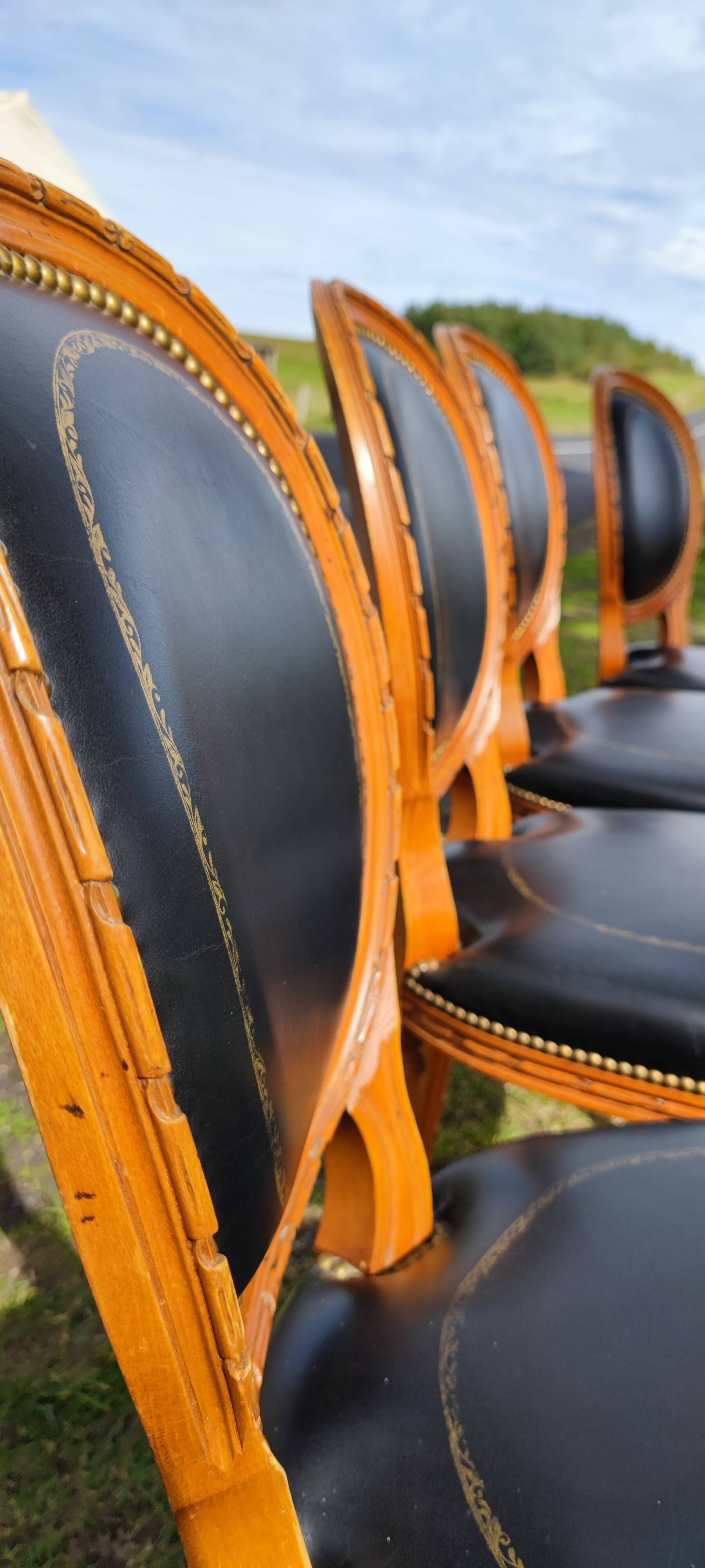 4 Louis XVI medallion chairs