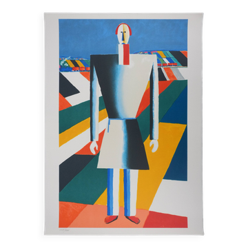 Kasimir Malevitch : Homme dans les champs, lithographie (Mourlot)