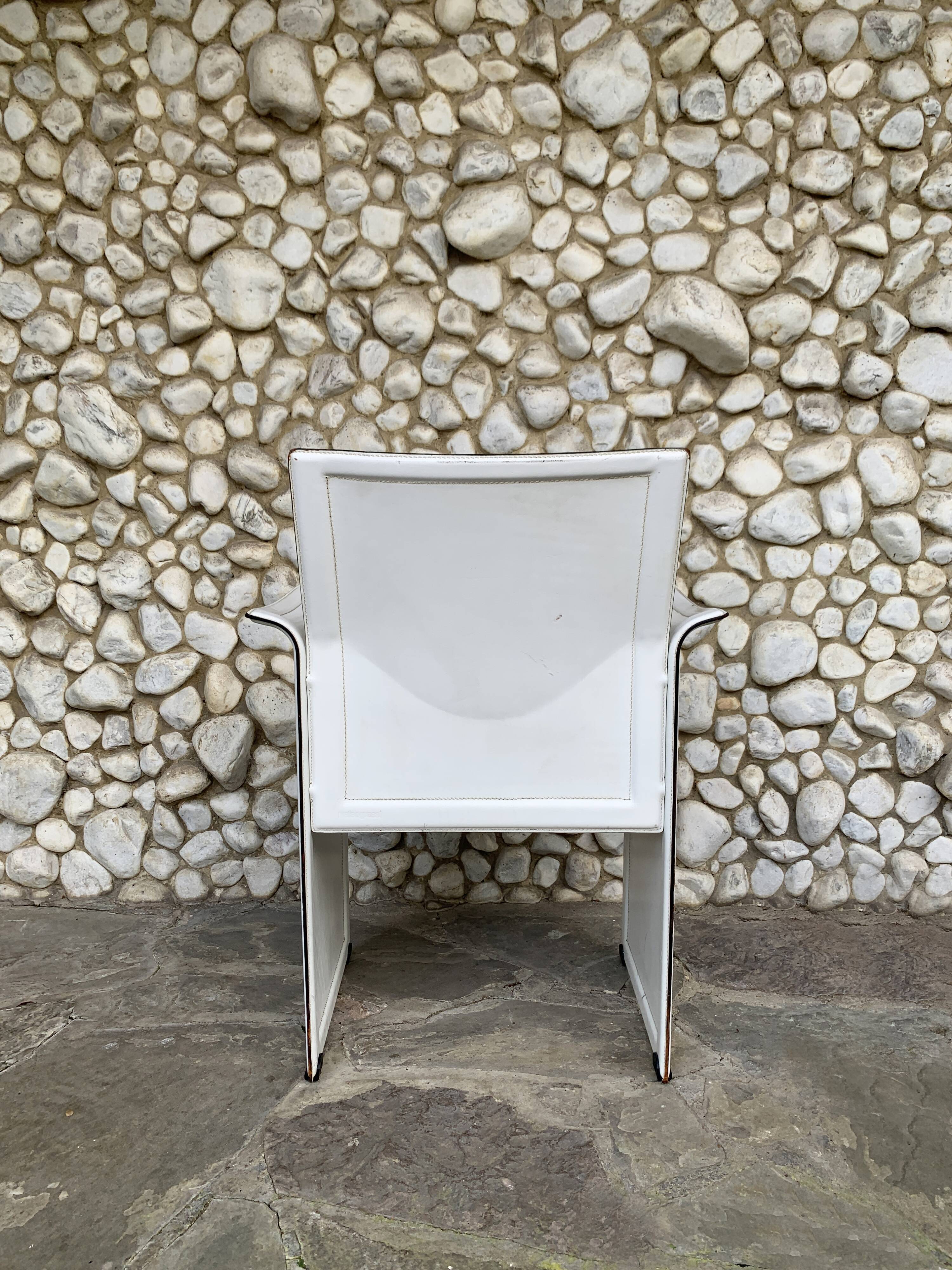 White leather armchair, Tito Agnoli for Matteo Grassi, Italy, 1970-80s