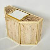 Pair of travertine brass cabinets by Alfredo Freda 1975