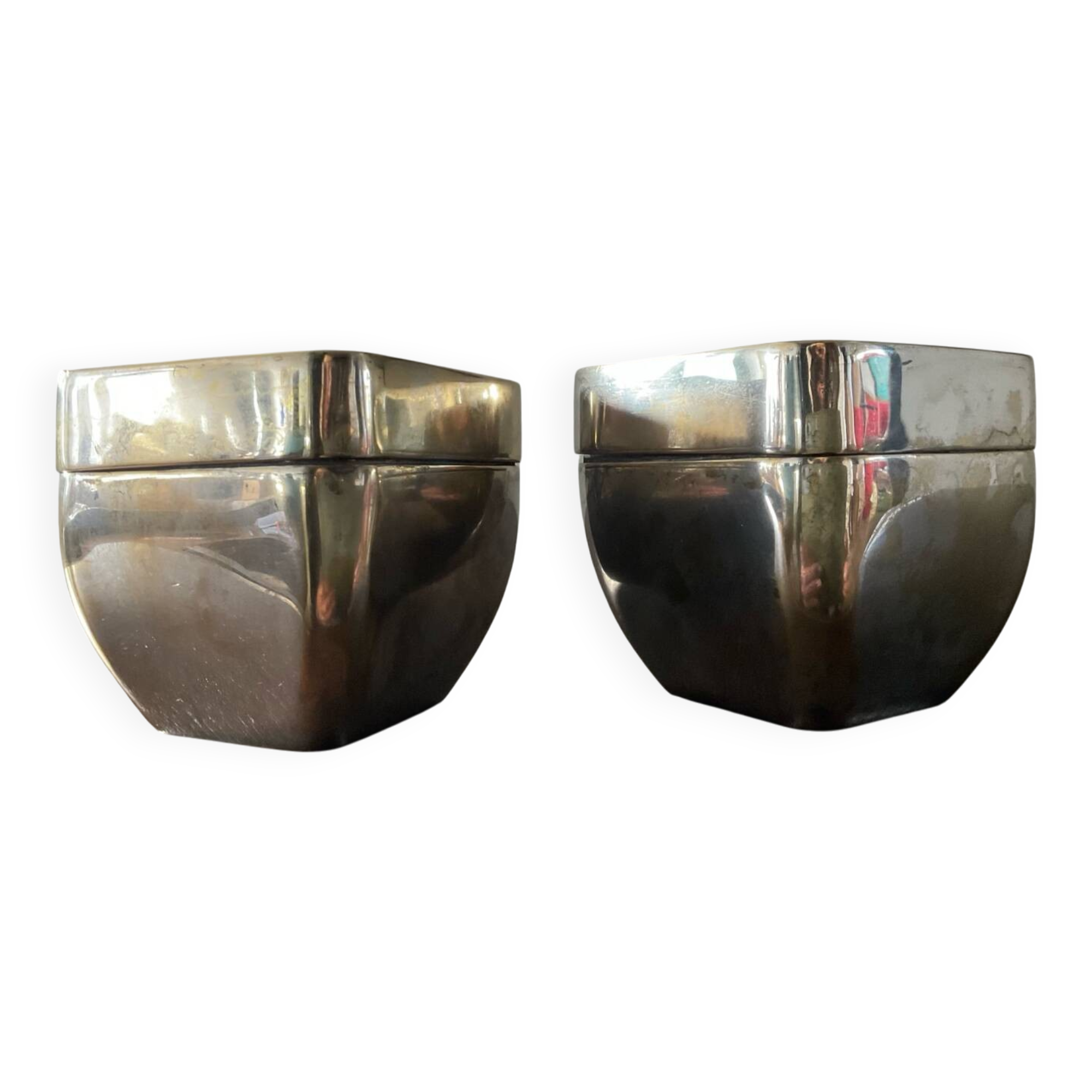 Art Deco silver-plated jewellery box pair