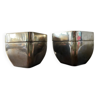 Art Deco silver-plated jewellery box pair