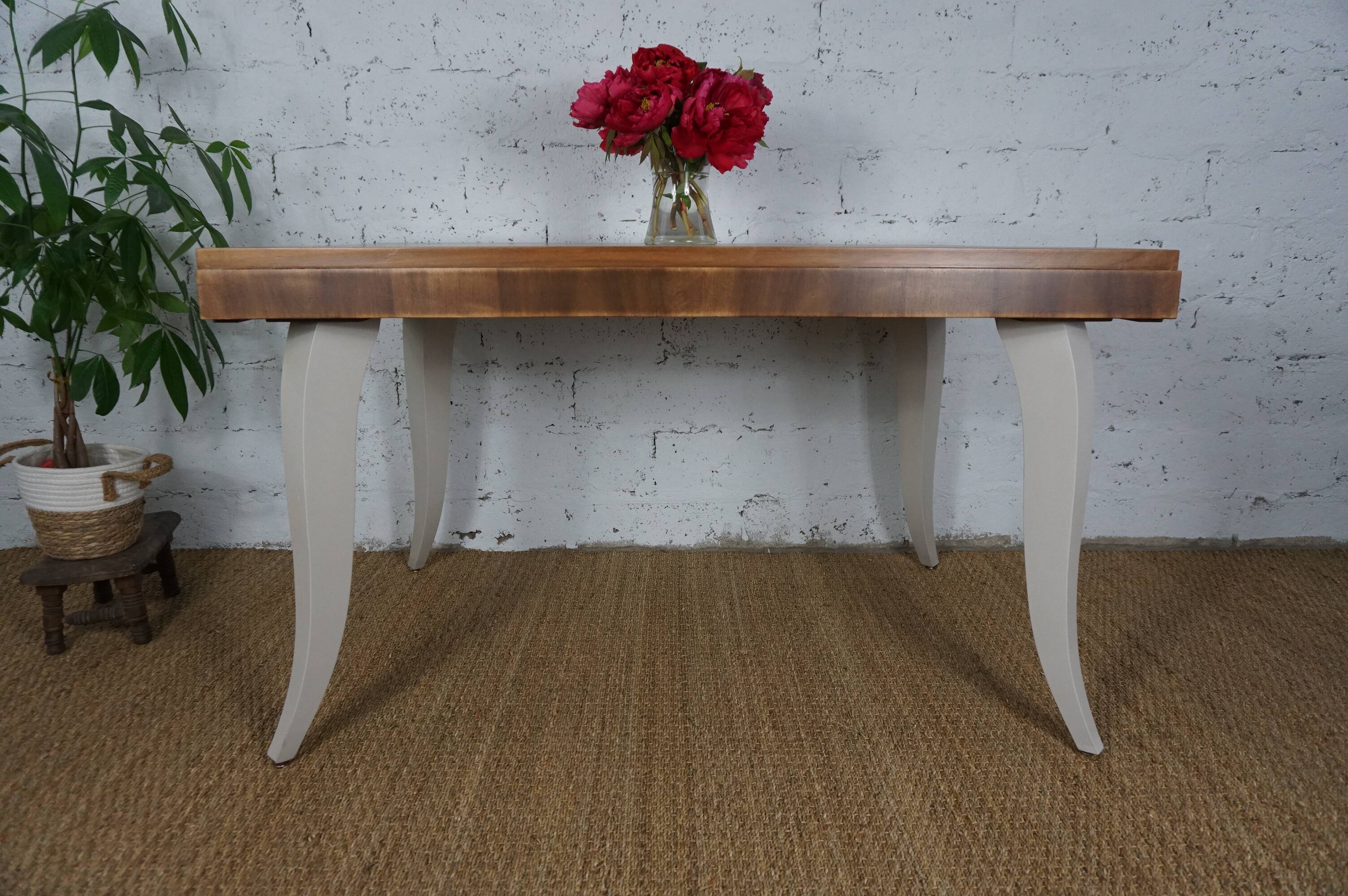 Dining table with art deco extensions revamped curved legs