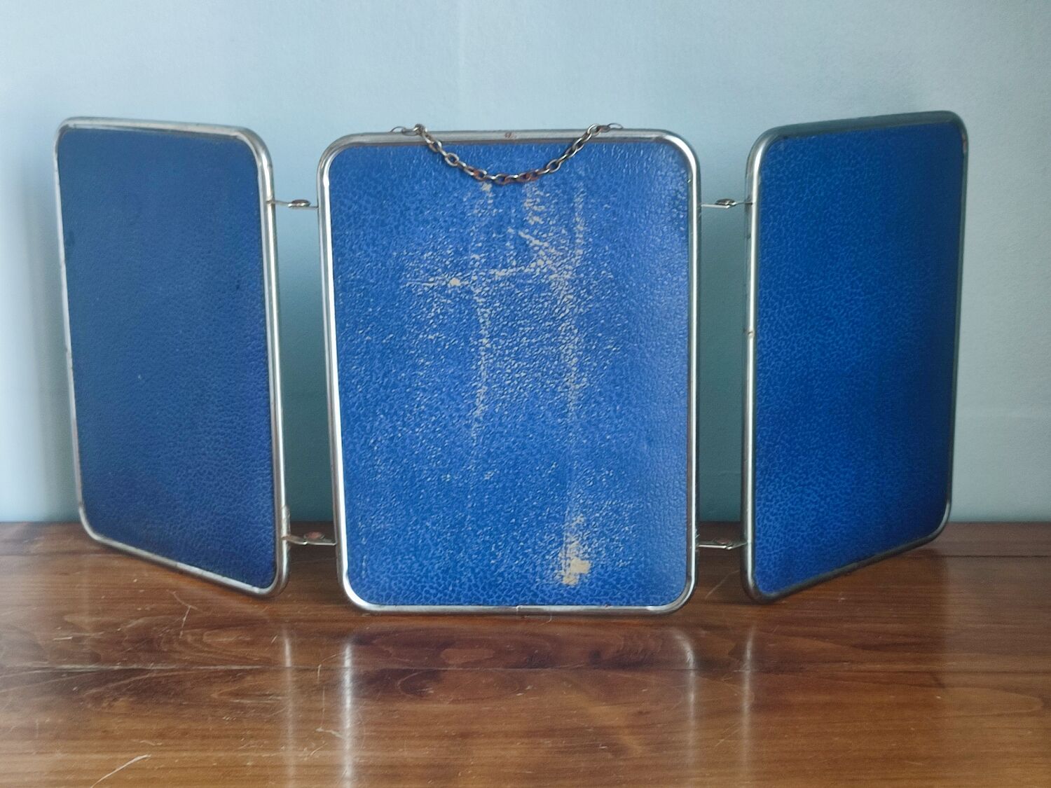 Vintage folding triptych barber mirror