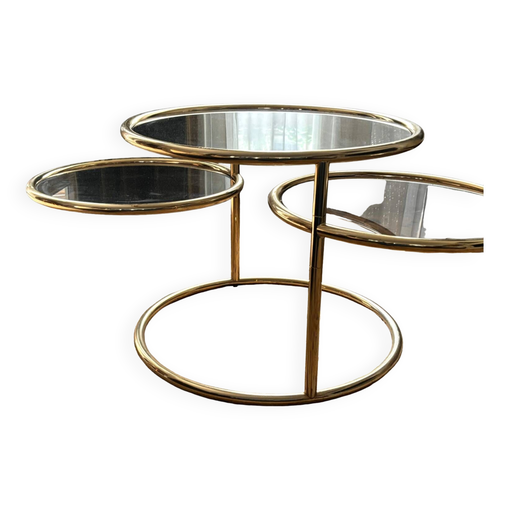 Brass and glass extendabel coffee table by Morox, Italy 1970’s