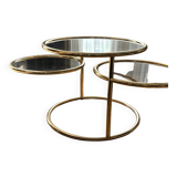 Table basse extensible en laiton et verre par Morox, Italie 1970