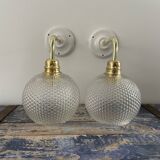 Pair of wall sconces glass globes