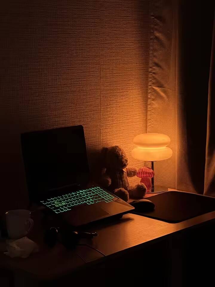 Orange Bauhaus style table lamp