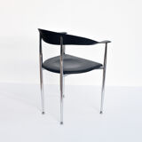 6 chairs chrome and leather 70s