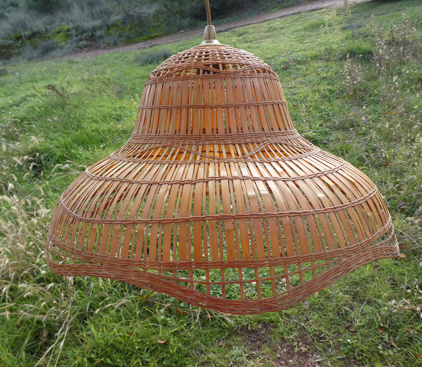 Vintage suspension "colonial" style in rattan and wicker