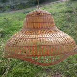Vintage suspension "colonial" style in rattan and wicker