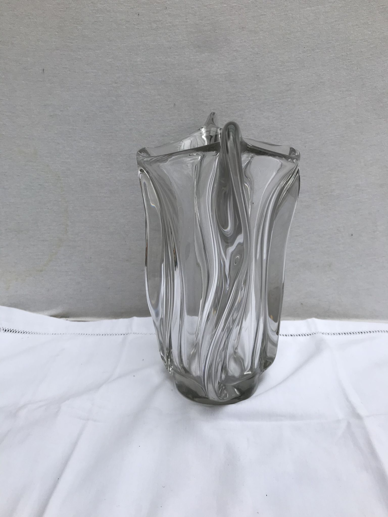 Vase ancien forme coupe verre moule transparent design vintage