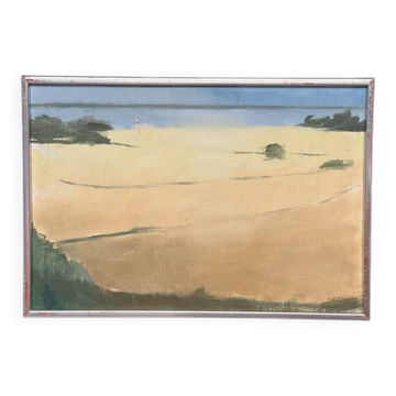 Original Swedish Oil on Canvas – “Västra Piren, Hven” by Rolf Nordengren – Dated 1980 – Vintage & Framed – 70 × 48 cm