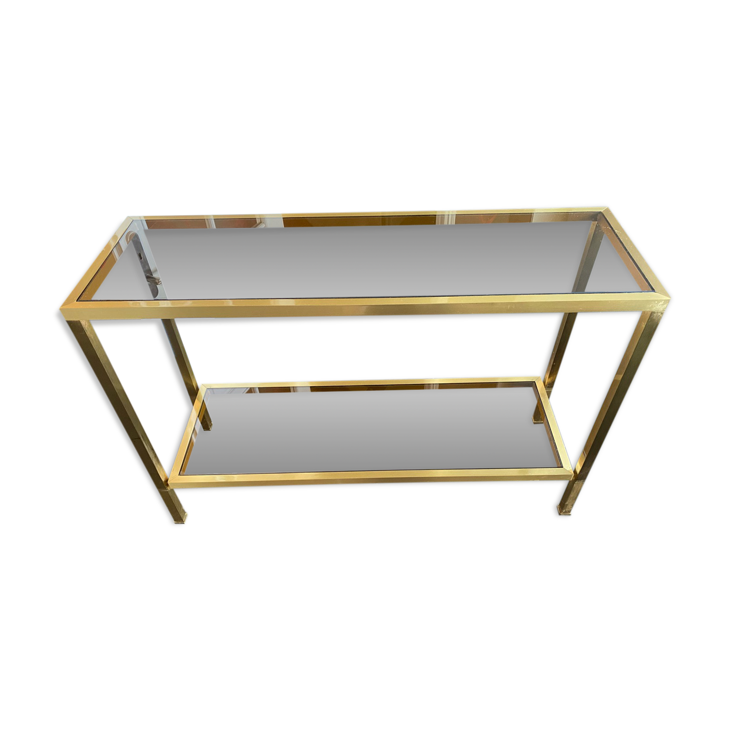 Console smoked glass and brass 70s