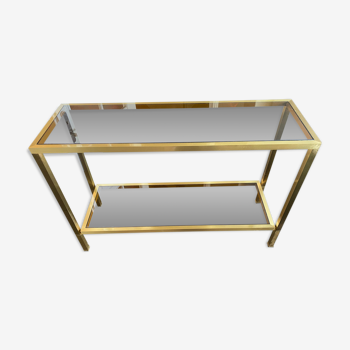 Console smoked glass and brass 70s