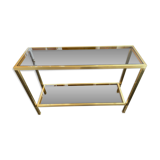 Console smoked glass and brass 70s