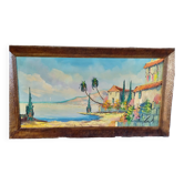 oil on canvas 1950 signed Lutz coastal landscape