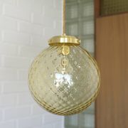 1 of 2 handblown amber glass pendant lamp redesign vintage Italian lighting