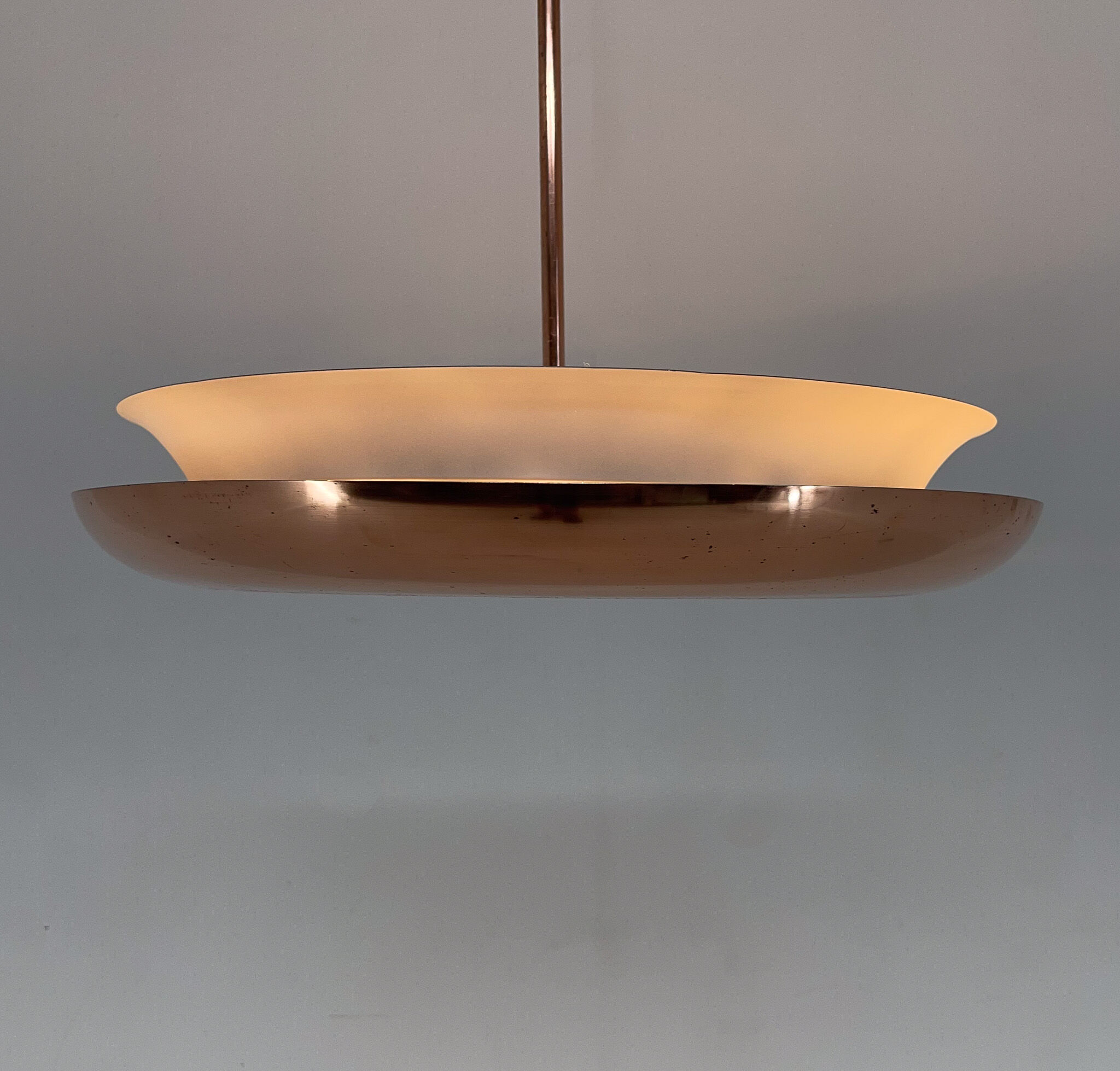 Bauhaus / Functionalist Copper Chandelier Ufo, 1930s, Restored