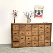 Craftsman's cabinet with 24 drawers in solid pine, 1950s.