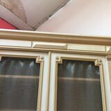 Bookcase 2 painted in ochre and cream mesh doors beginning 20 th