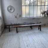 Pair of benches in walnut and solid oak 230 cm