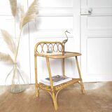 Vintage rattan bedside table 60s