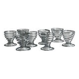 Set of 8 silver metal egg cups