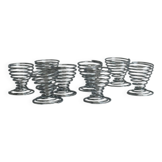 Set of 8 silver metal egg cups