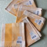 6 serviettes à carreaux jaune safran Geneviève Lethu