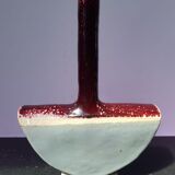 Old enameled ceramic soliflore vase half circle signed vintage