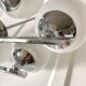 Lustre space age , design italien , chrome et verre