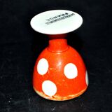 Vintage red egg cup with white polka dots in Sarreguemines earthenware H6.5cm