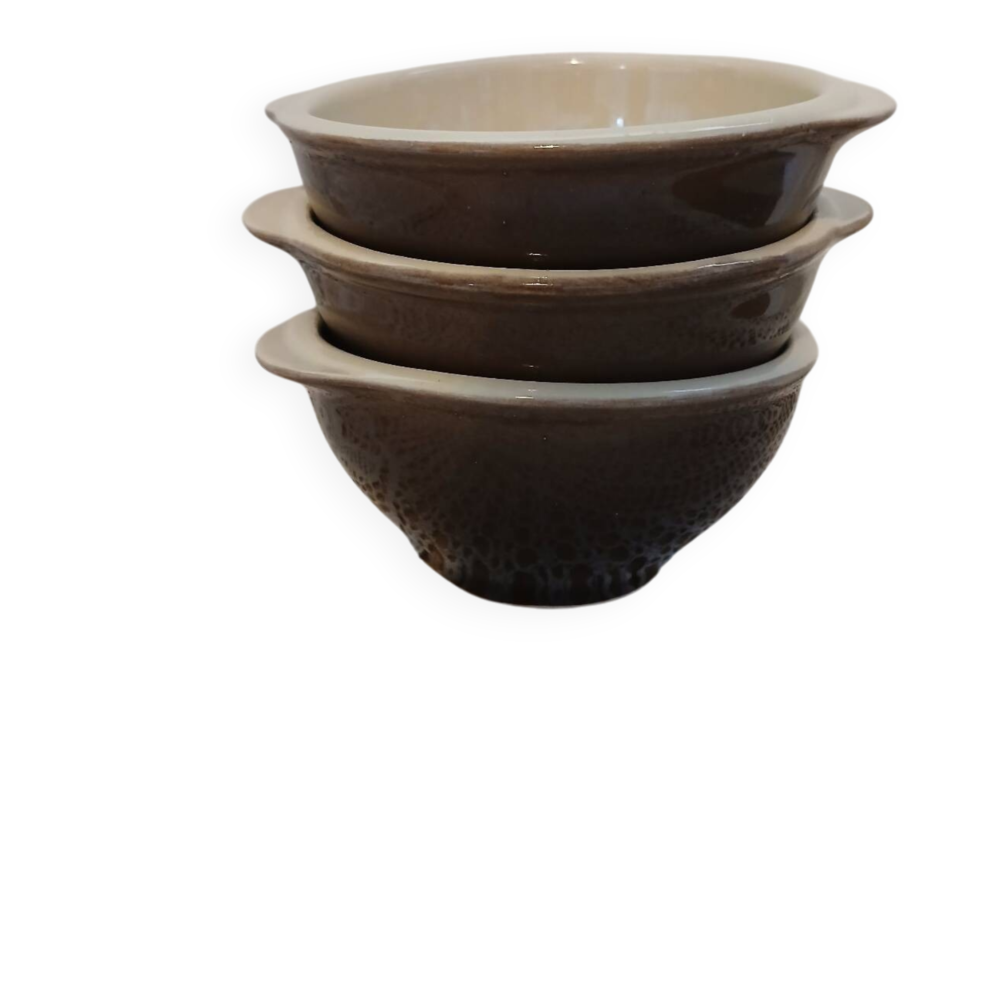 3 antique ear bowls