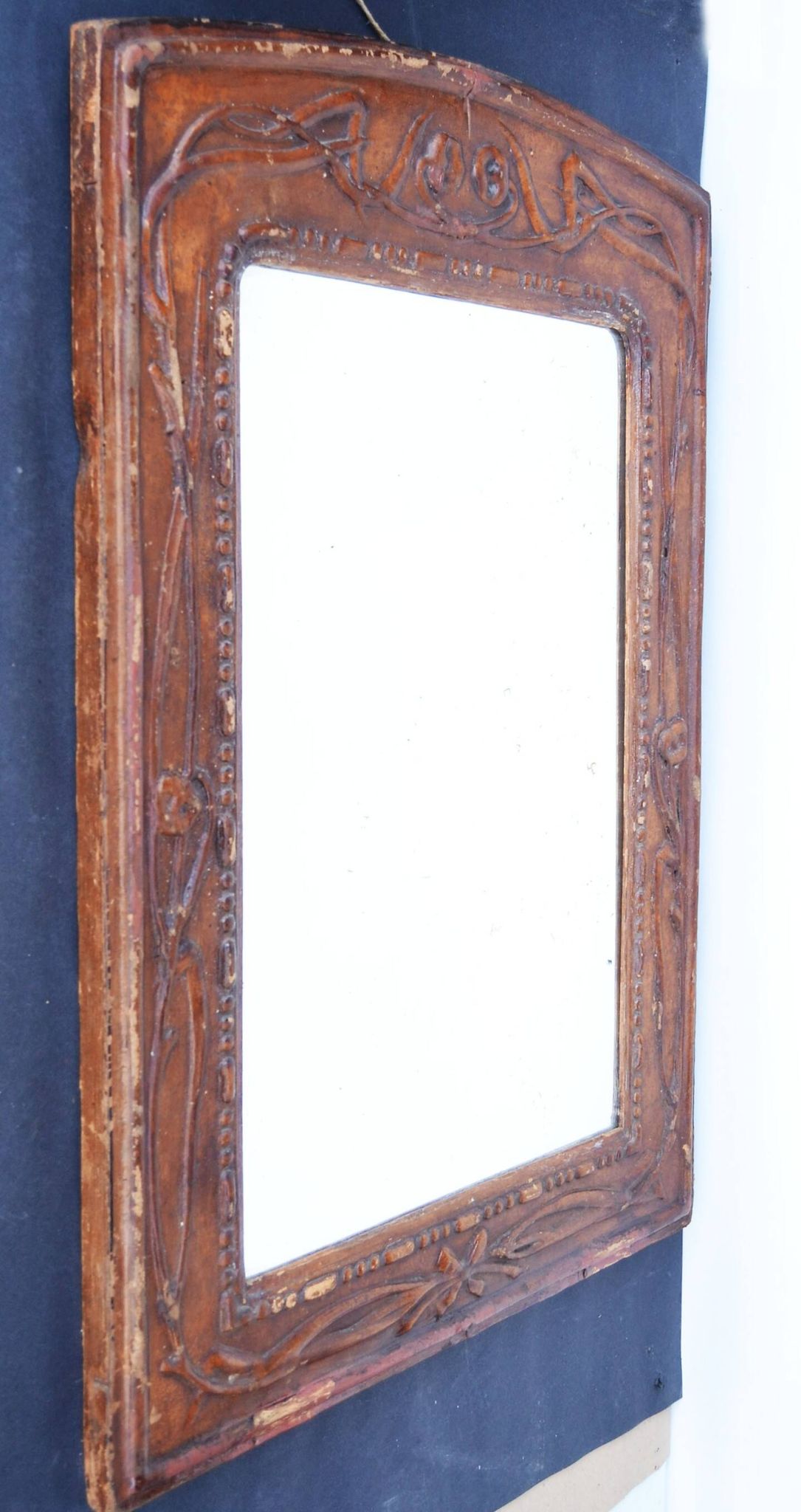 Papier Mache French Art Nouveau Framed Mirror circa 1900
