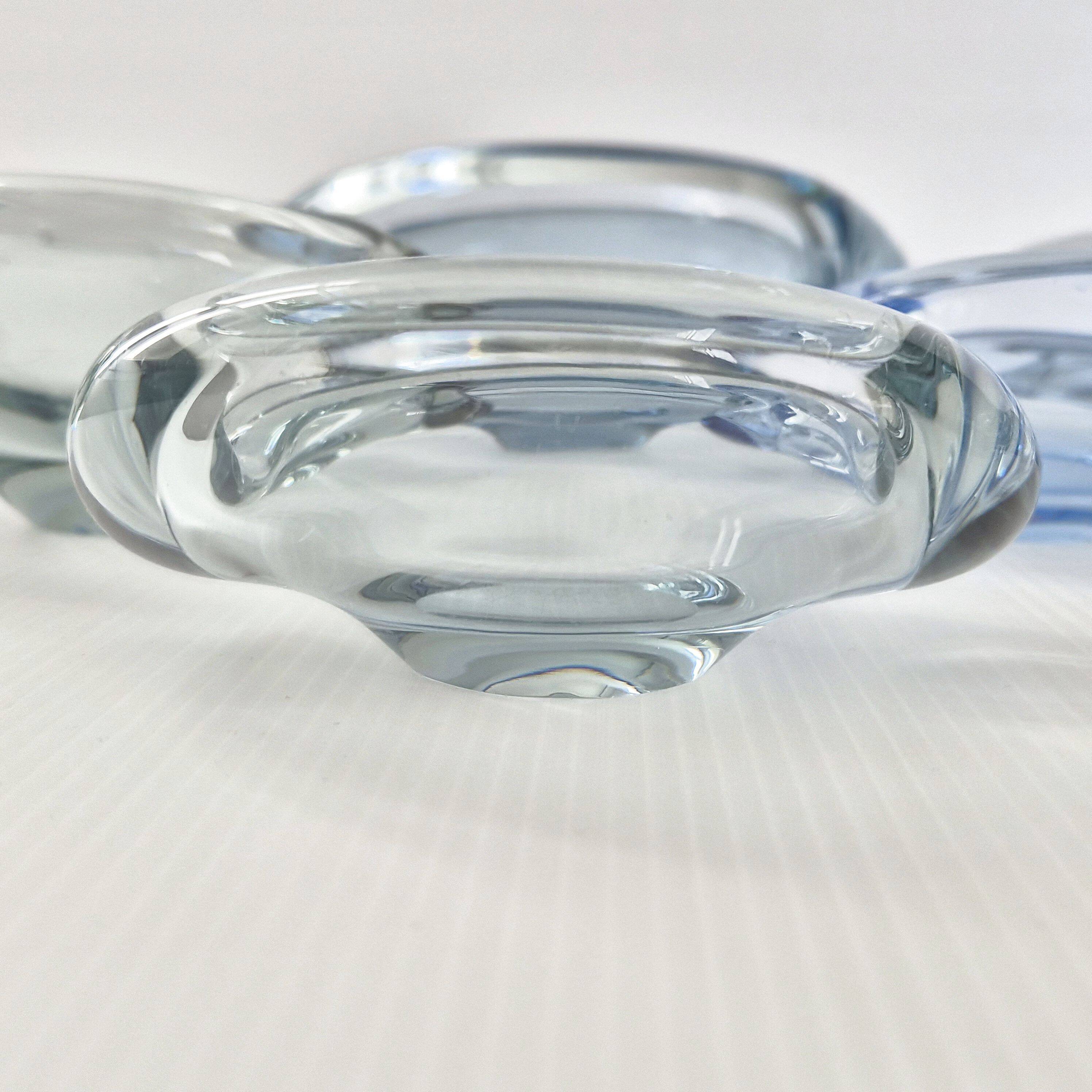 Set of 7 vintage Akva ashtrays by Per Lükten for Holmegaard 1950.