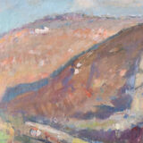 Impressionist landscape with river valley