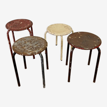 Set of 4 vintage metal stools