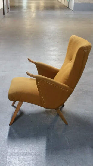 50s 60s Danish armchair has ears golden