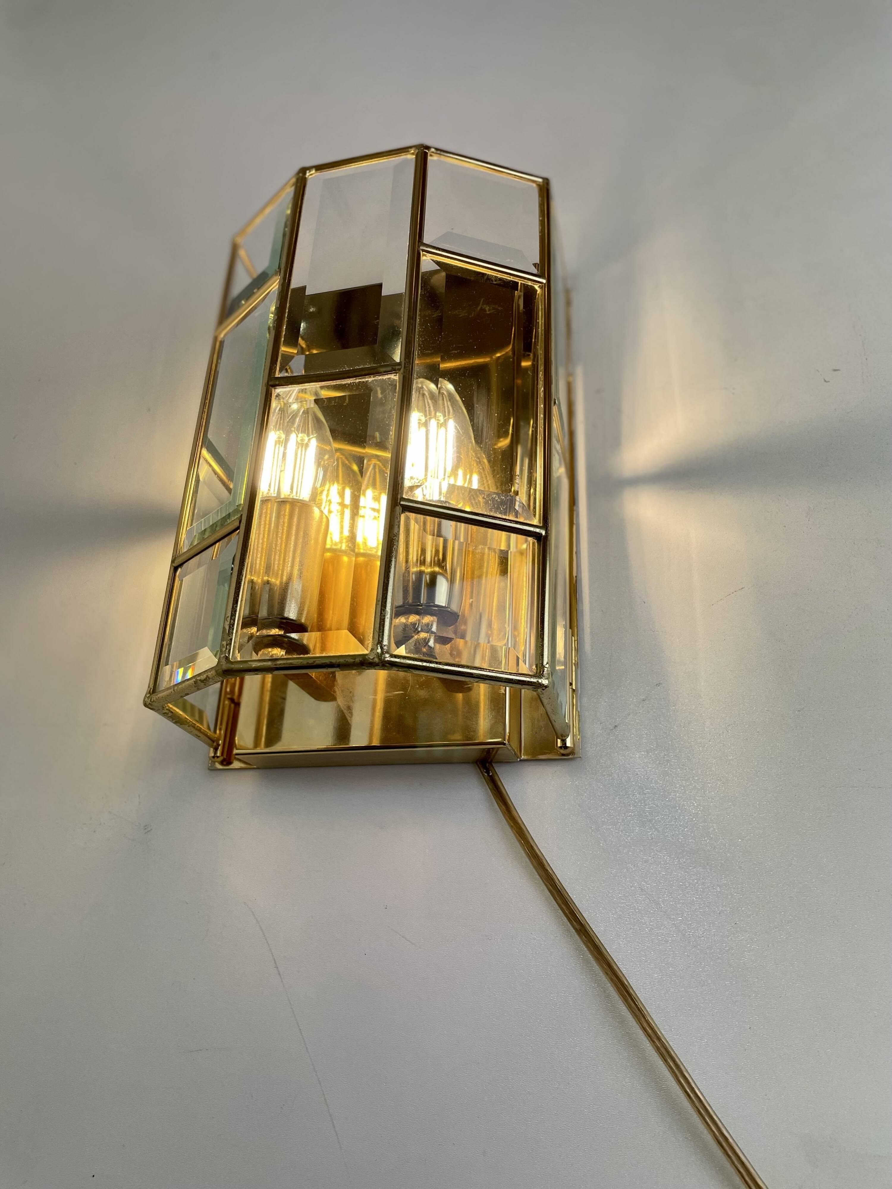 Italian brass wall lights, 1980s