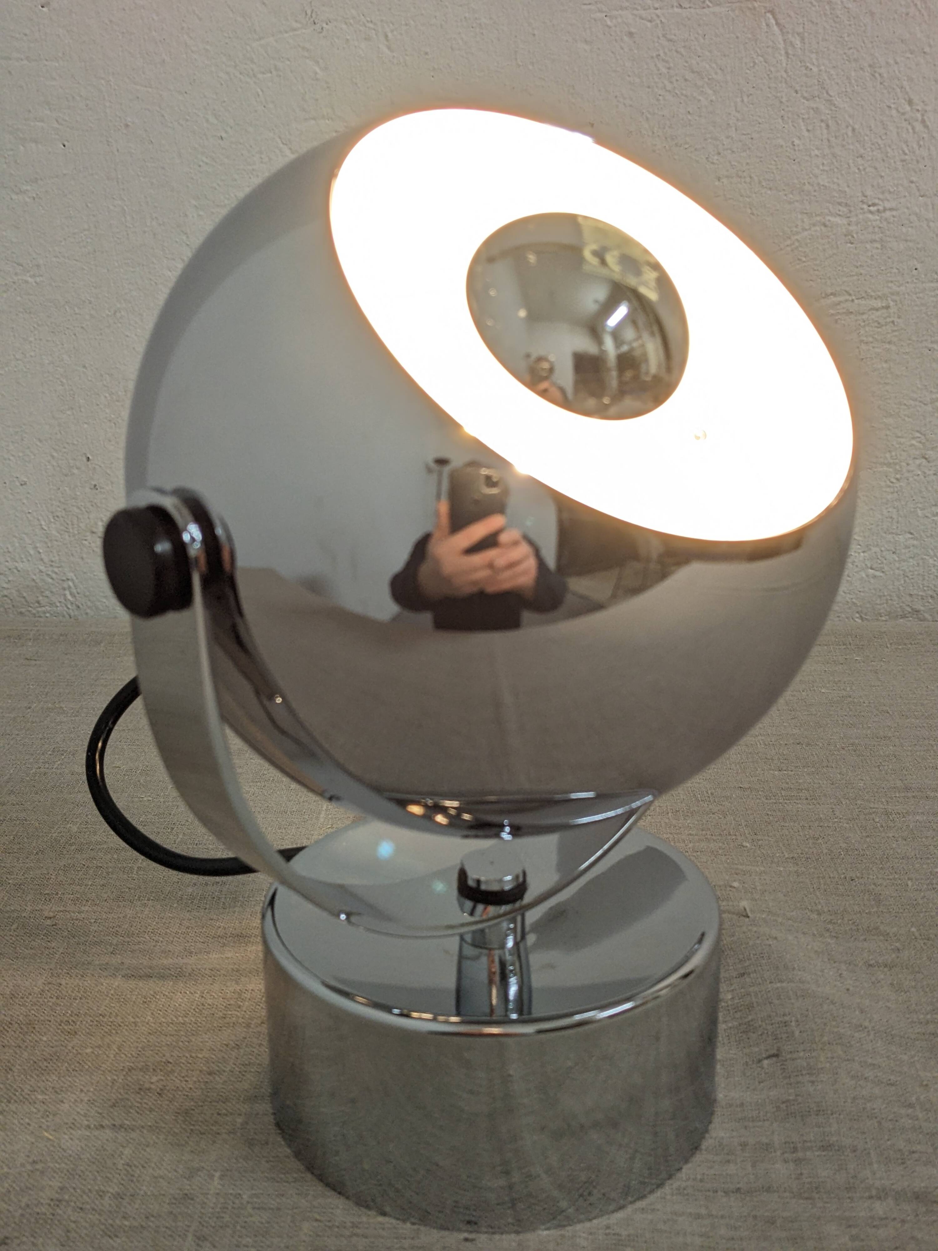 Lampe ou applique Eye ball Space Age chromée années 60/70