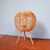 Vintage rope tripod lamp, 60s