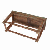 Small bench tabouret patine blue brown origin old teck india 77x32x40cm
