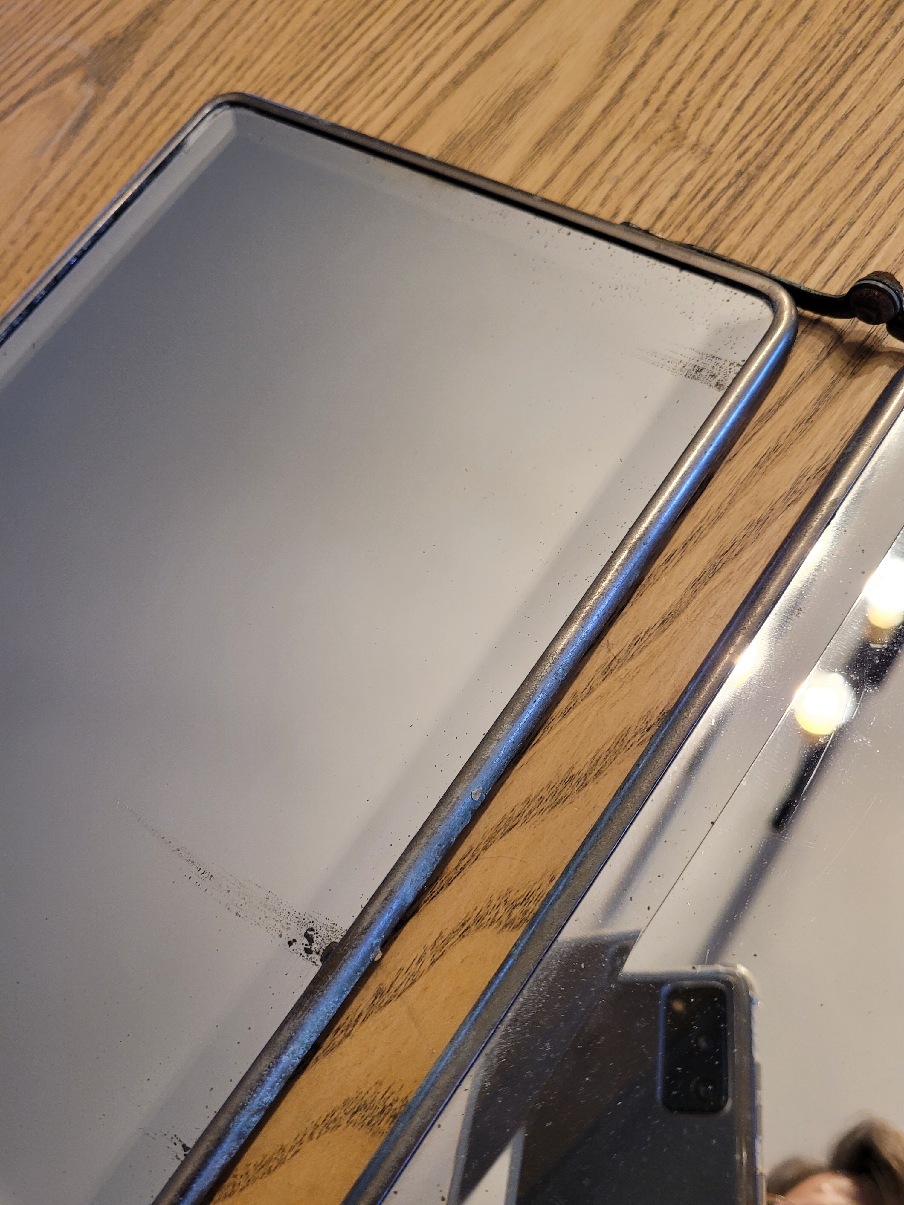 Old beveled triptych barber mirror 60x25cm