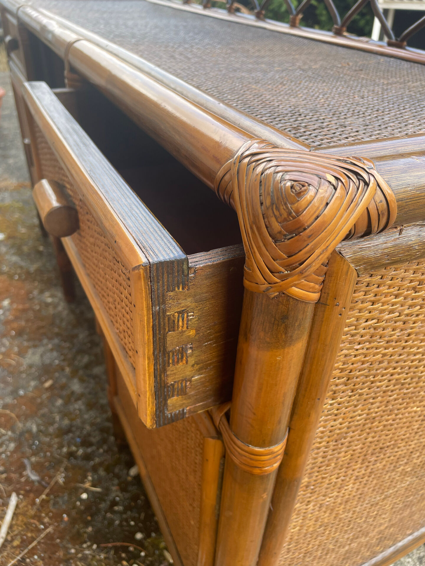 Vintage bamboo and rattan desk – 1960s-70s