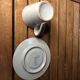 Series of 4 longchamp cups gray brown ceramic flower decor france vintage #a511