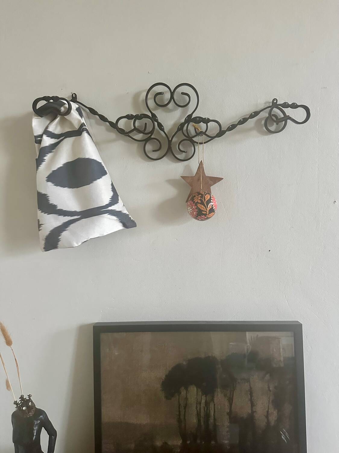 Old wrought iron coat rack