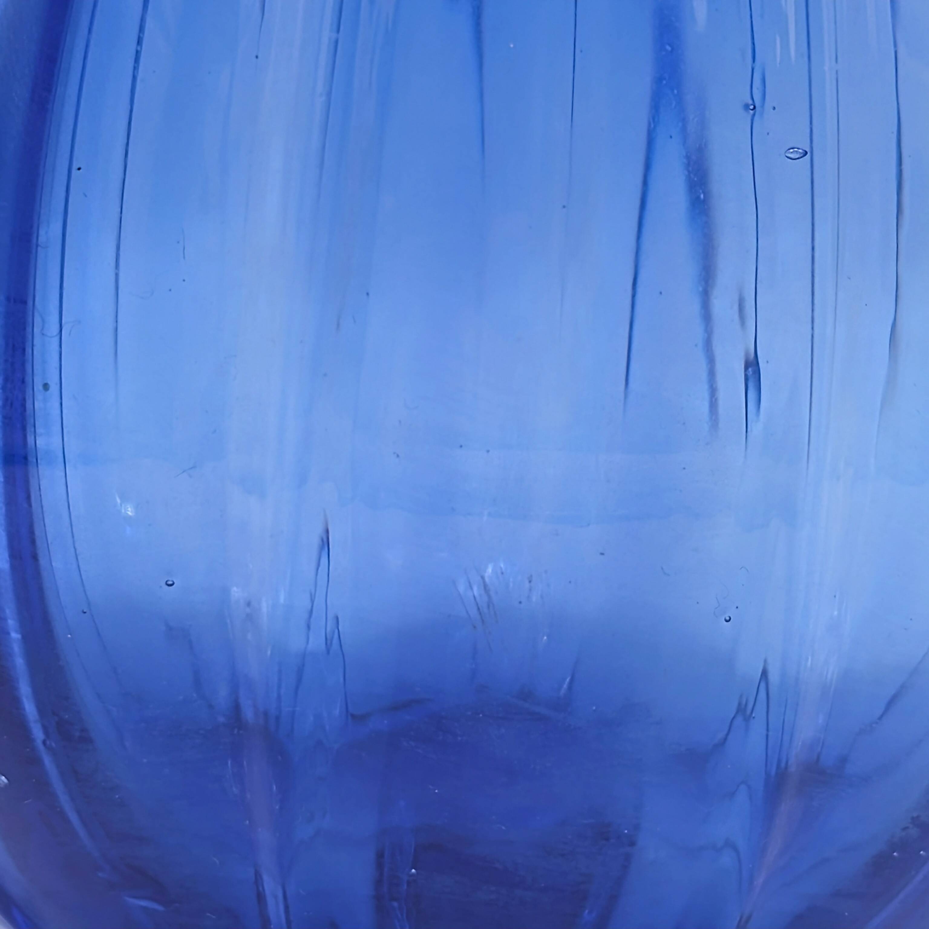 Cobalt Blue Ruffled Edge Ribbed Glass Vase